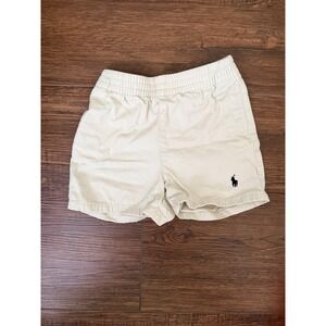 Ralph Lauren Baby Boys Khaki Chino Shorts 9M Elastic Waist Cotton Twill Tan